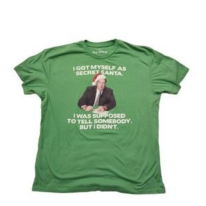 The Office Kevin XL Secret Santa Christmas Vintage T-Shirt Shirt Green Holiday